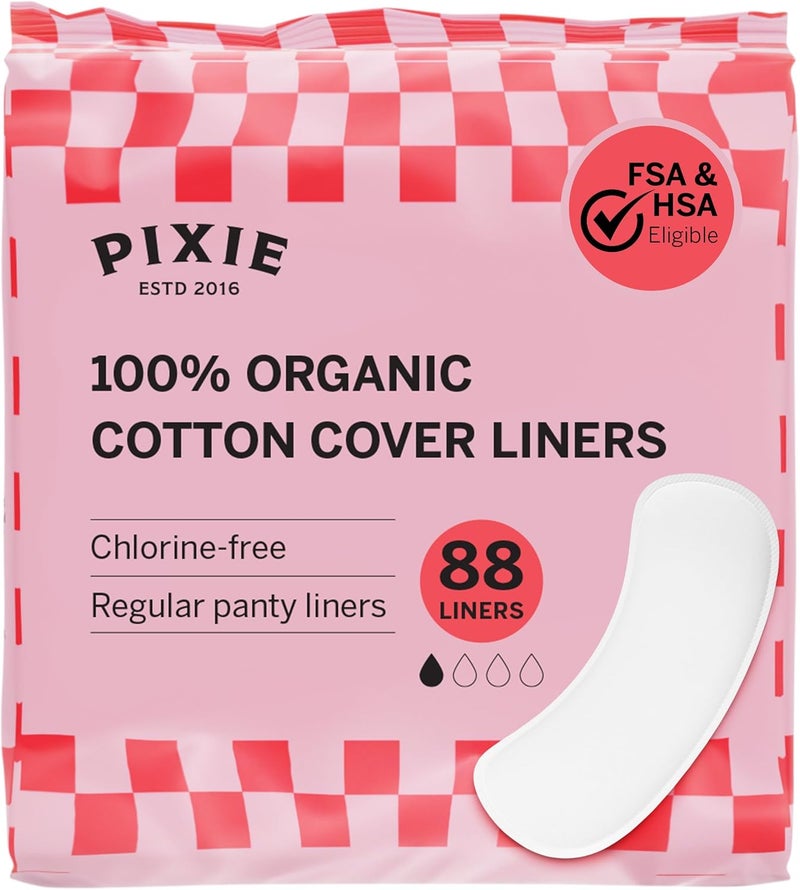 Pixie Cup Pixie Organic Cotton Panty Liners for Women - Regular Wrapped Pantiliners - Light Absorbency & Ultra-Thin - Leak-Proof, Hypoallergenic & Unscented for Feminine Care - Compostable - 88 Count - Image 1